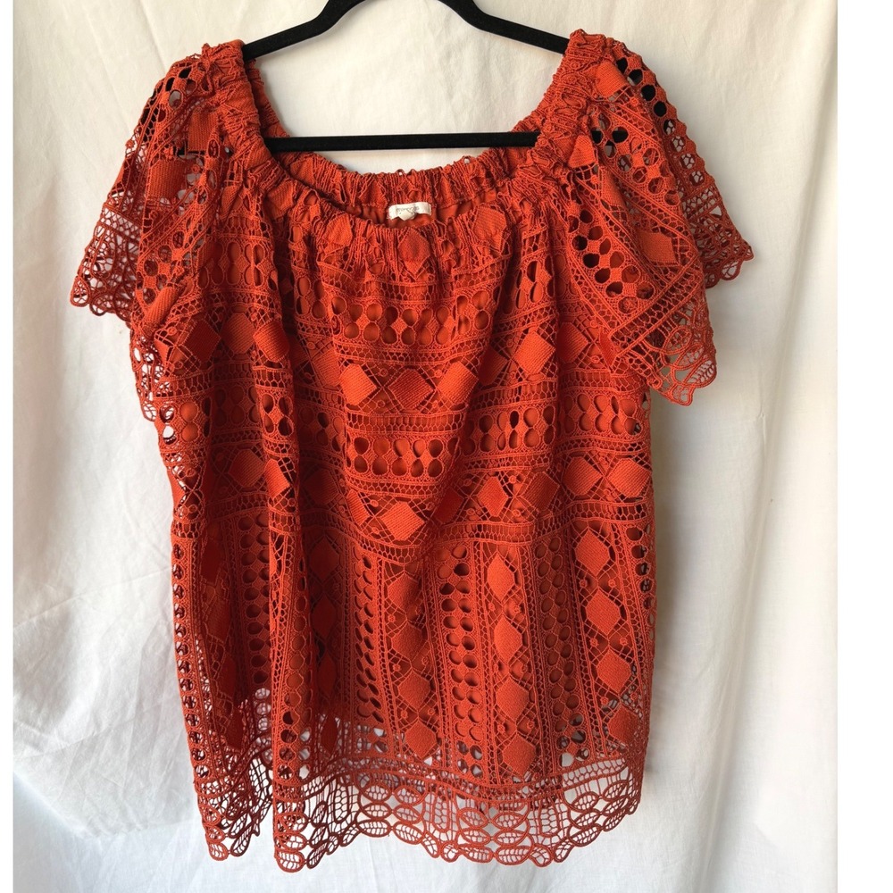 Maurices Crochet Lace Top Burnt‎ Orange Off Shoulder Boho Womens Plus Size 2